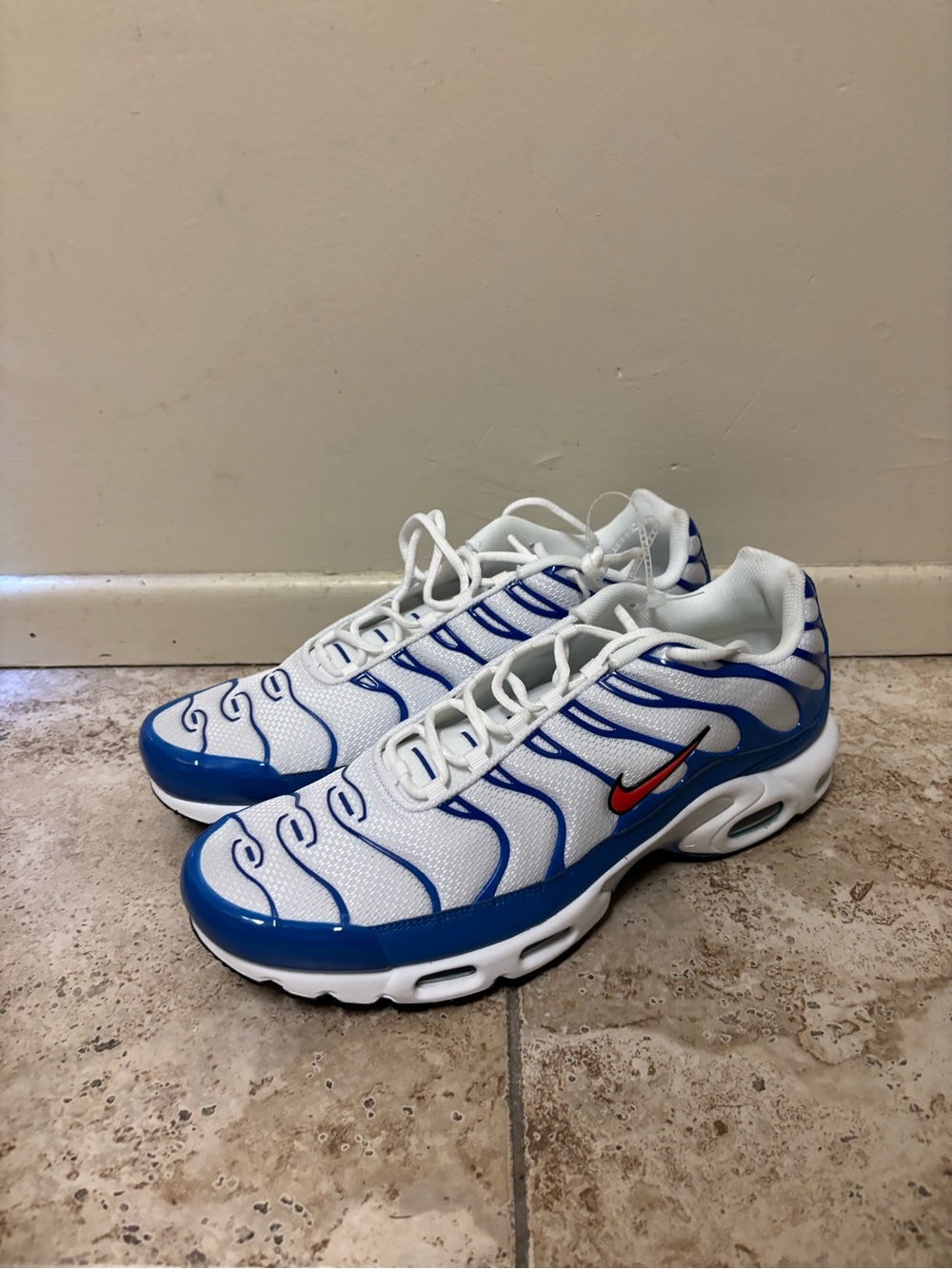 Nike Air Max Plus White Signal Blue Retro Running Shoes DM0032-107 Size 15